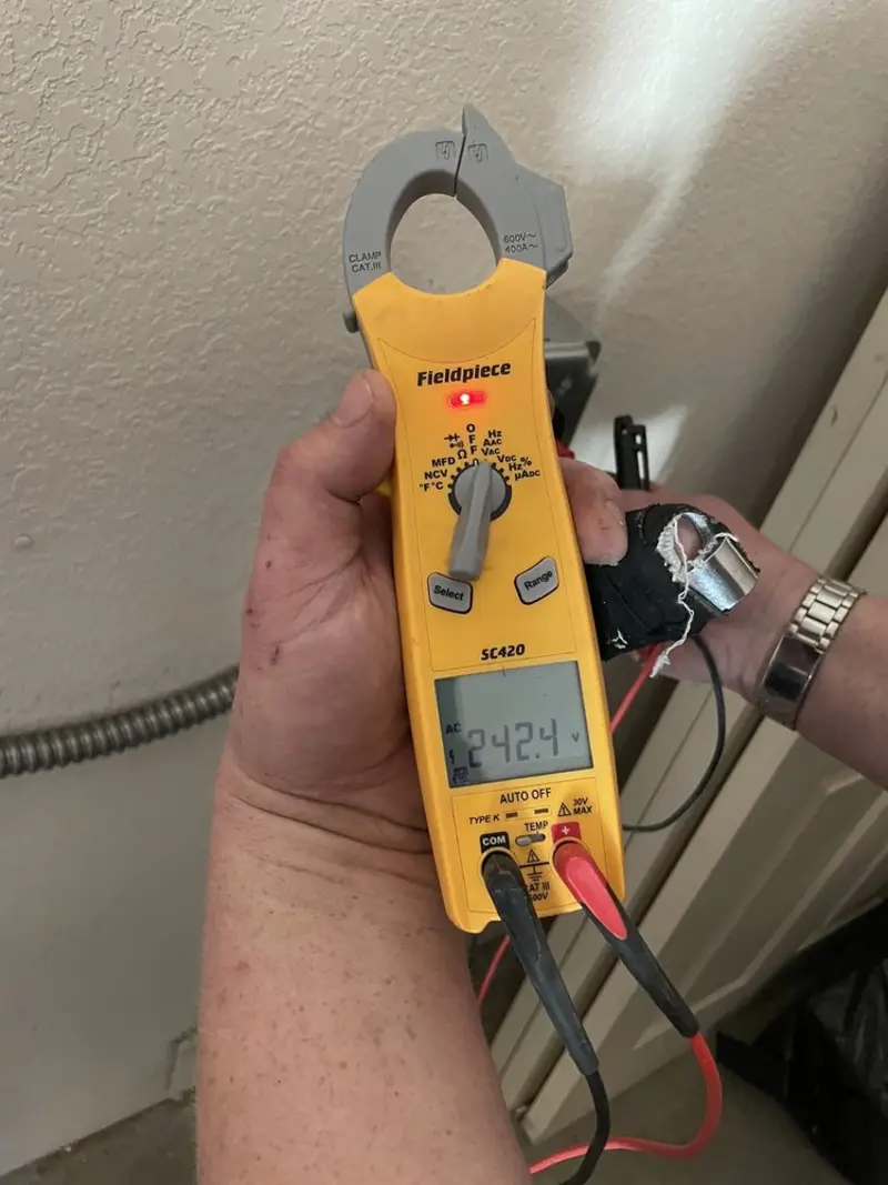 Voltage testing with clamp meter during Hot Tub / Pool Electrical Wiring in North Wilkesboro